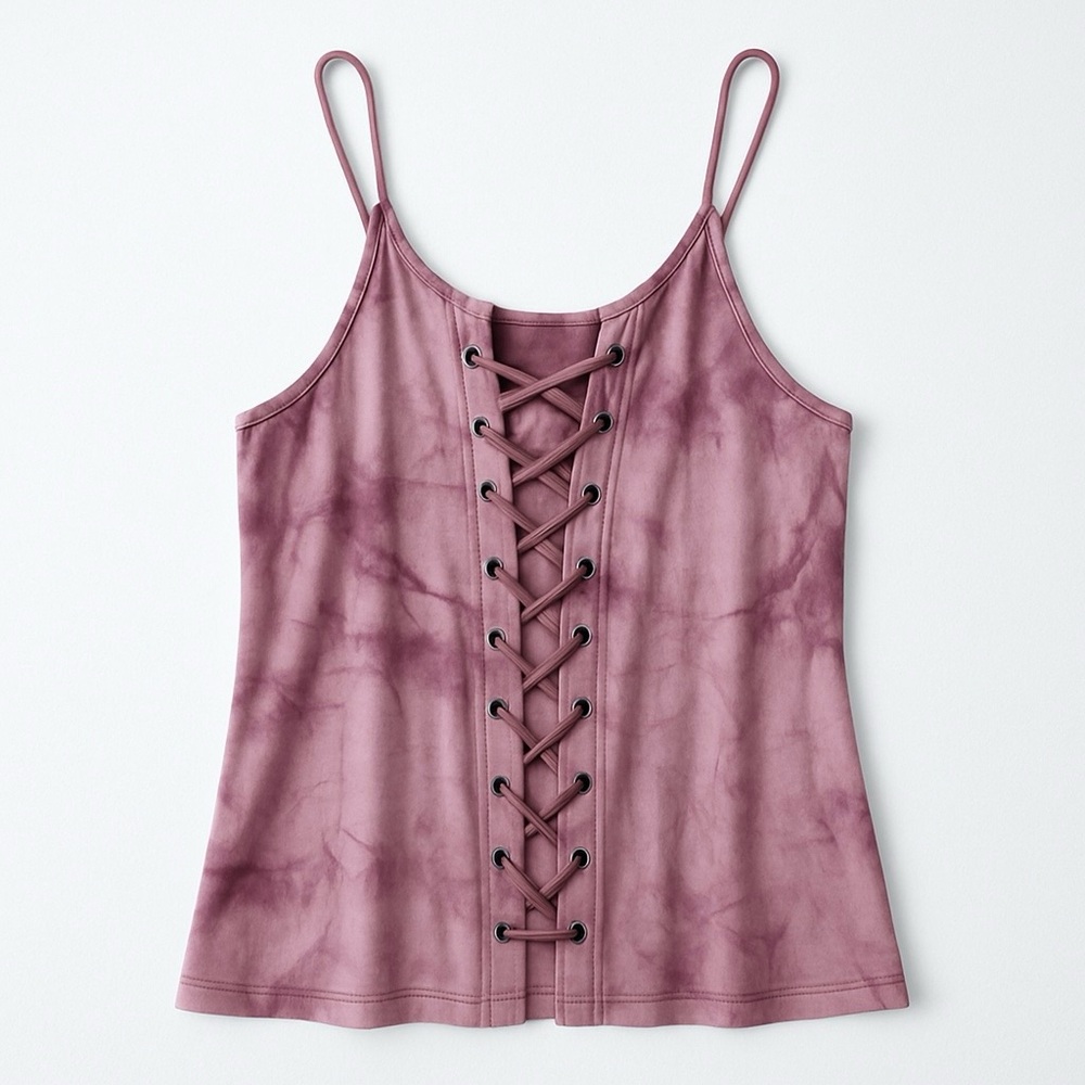 American Eagle Outfitters • Soft & Sexy Tie-Dye Lace-Up Tank • Pink • Size M